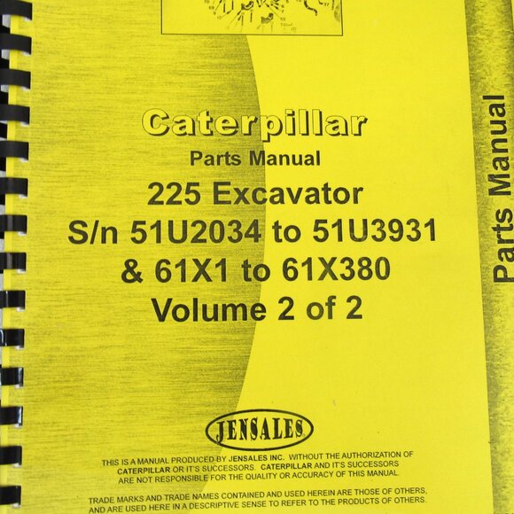 Caterpillar (Unauthorized) Parts Manual 225 Excavator Jensales Volume 2 of 2 - Picture 2 of 7
